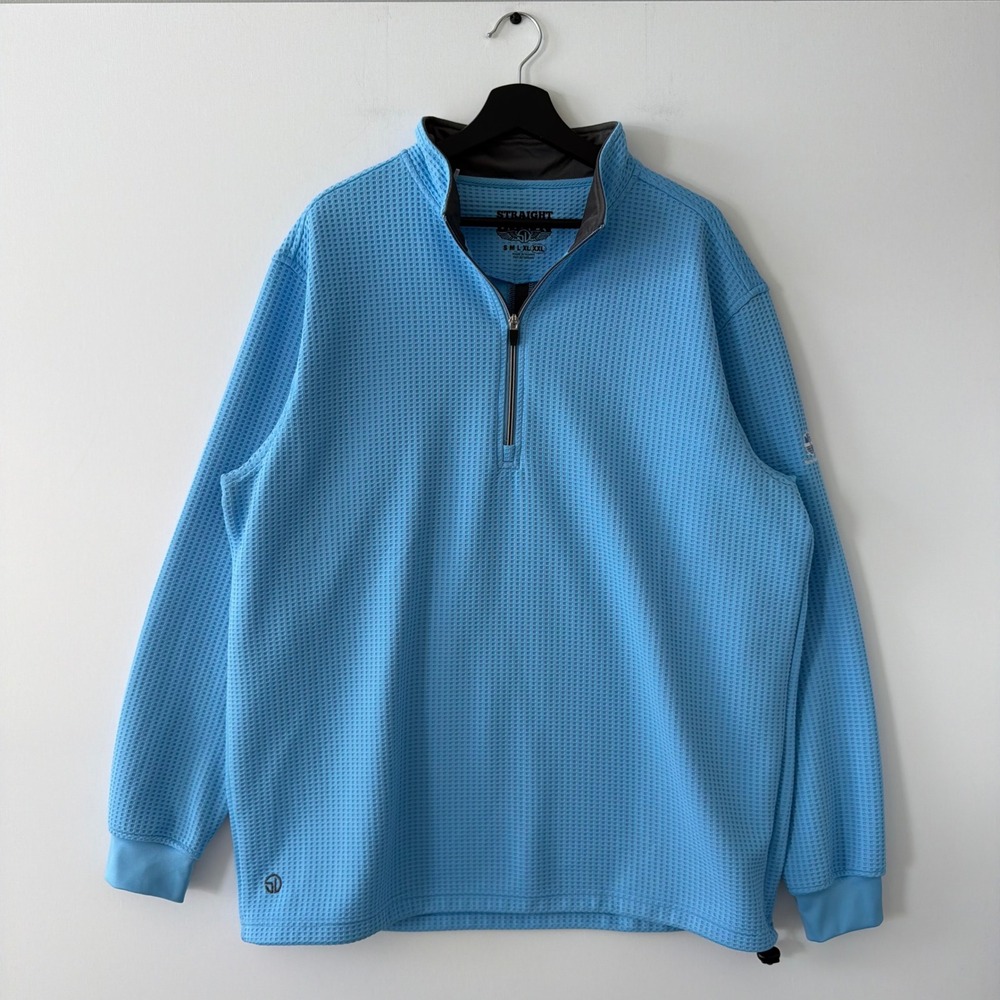Straight Down Mens XXL Light Blue Waffle Knit Quarter Zip Pullover New Albany